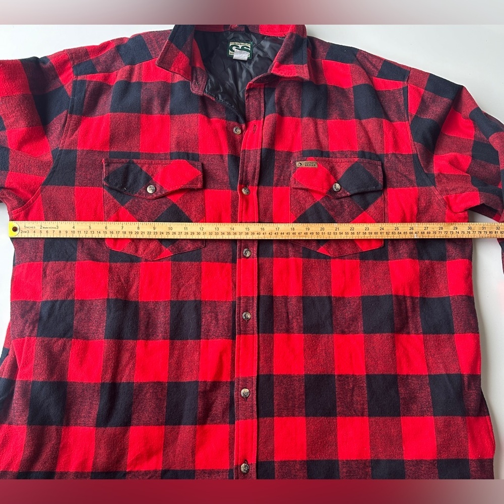 Vintage Gander Mountain Men’s 3XL Red Black Plaid Lined Flannel Jacket Outdoor - Picture 4 of 6